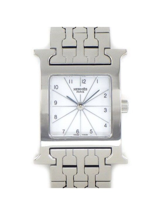 Hermes Watch Square White Dial SS Quartz Analog